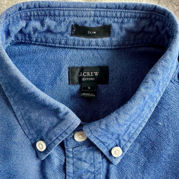 J. Crew medium blue Oxford button-down collar shirt, size S slim - Picture 2 of 4